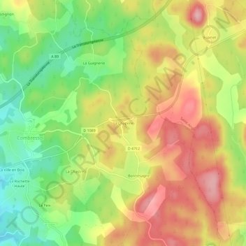Mapa topográfico La Chapelle, altitude, relevo