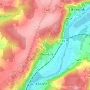 Mapa topográfico Larrue, altitude, relevo