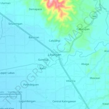 Mapa topográfico Libungan, altitude, relevo