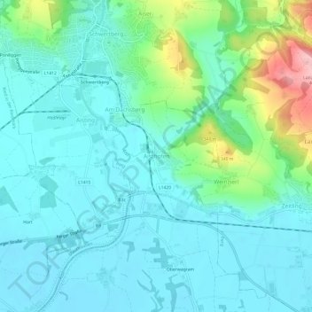 Mapa topográfico Aisthofen, altitude, relevo