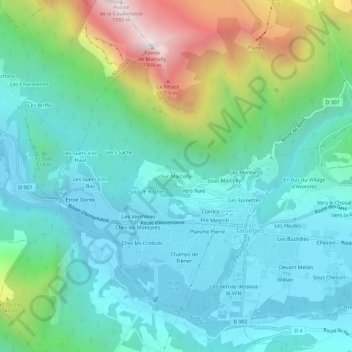 Mapa topográfico Sur Marcelly, altitude, relevo