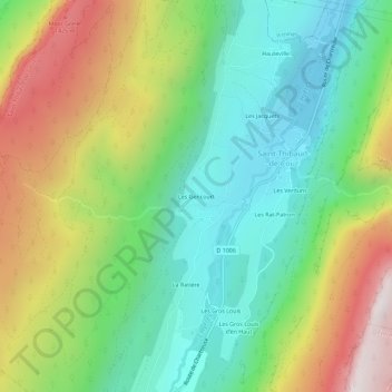 Mapa topográfico Les Gencourt, altitude, relevo
