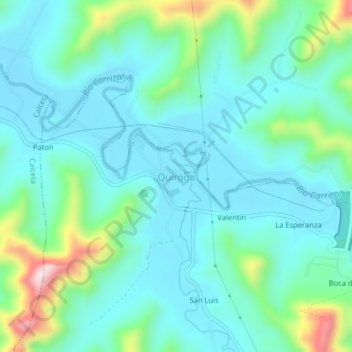 Mapa topográfico Quiroga, altitude, relevo