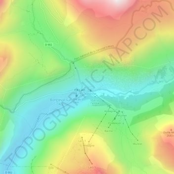 Mapa topográfico Tralenta, altitude, relevo