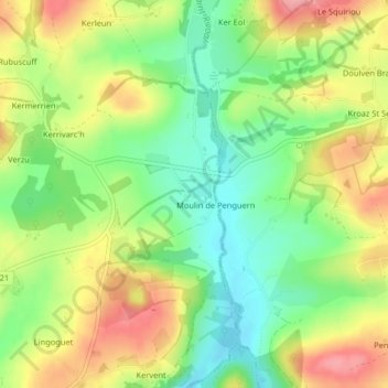 Mapa topográfico Cleuziou Vraz, altitude, relevo
