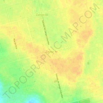 Mapa topográfico Zango IV, altitude, relevo
