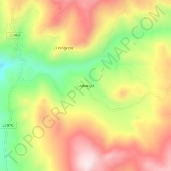 Mapa topográfico Idabungo, altitude, relevo