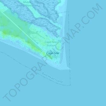 Mapa topográfico Cape Fear, altitude, relevo