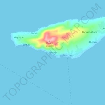 Mapa topográfico Camanga, altitude, relevo