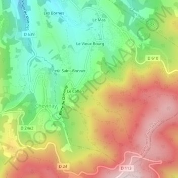 Mapa topográfico Beaufort, altitude, relevo