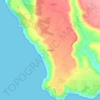 Mapa topográfico Maragani, altitude, relevo