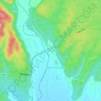 Mapa topográfico Chormara, altitude, relevo