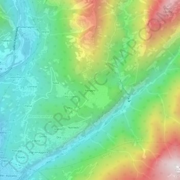 Mapa topográfico Altoggio, altitude, relevo