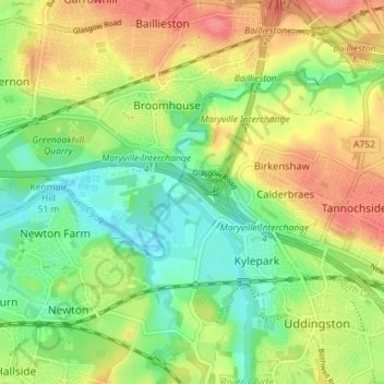 Mapa topográfico Maryville, altitude, relevo