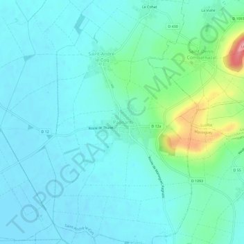 Mapa topográfico Pagnant, altitude, relevo