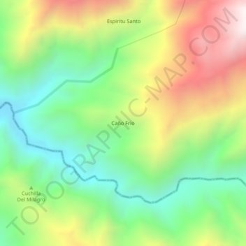 Mapa topográfico Caño Frio, altitude, relevo