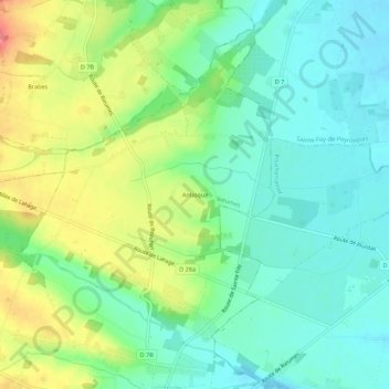 Mapa topográfico Antioque, altitude, relevo