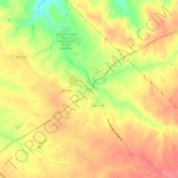 Mapa topográfico Arez, altitude, relevo