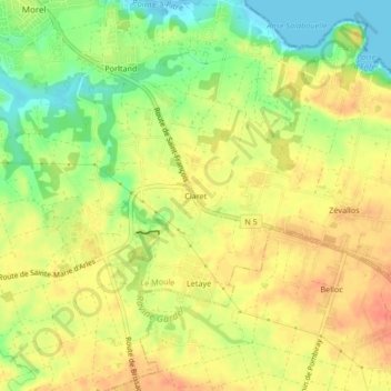 Mapa topográfico Claret, altitude, relevo