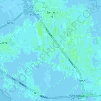 Mapa topográfico Sumarreheide, altitude, relevo