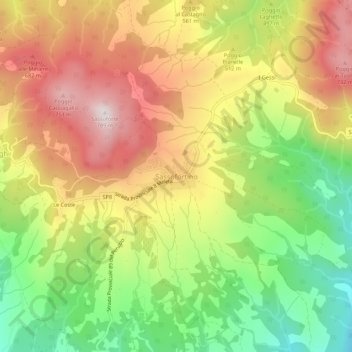 Mapa topográfico Sassofortino, altitude, relevo