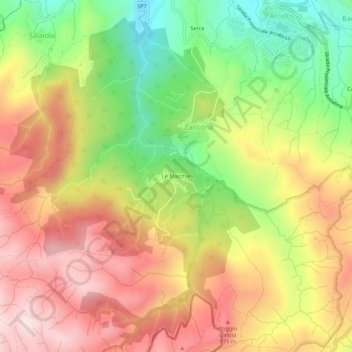 Mapa topográfico Le Macchie, altitude, relevo