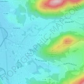 Mapa topográfico Le Reposoire, altitude, relevo
