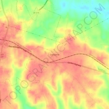 Mapa topográfico Campania, altitude, relevo