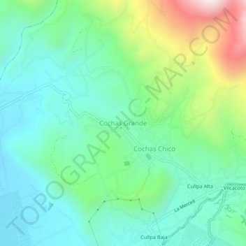 Mapa topográfico Cochas Grande, altitude, relevo