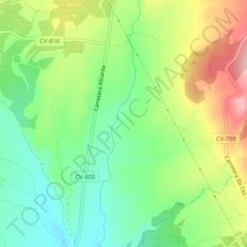 Mapa topográfico Sarganella, altitude, relevo