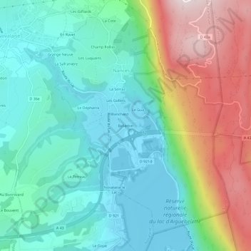 Mapa topográfico Bellemin, altitude, relevo