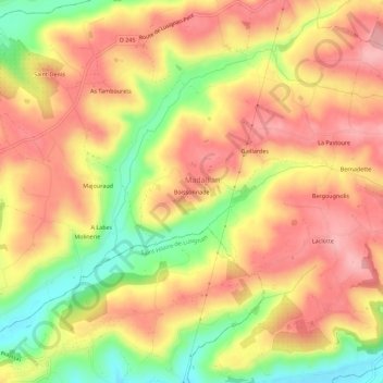 Mapa topográfico Boissonnade, altitude, relevo