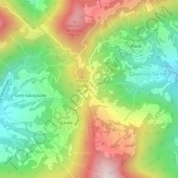 Mapa topográfico Colle Gallo, altitude, relevo