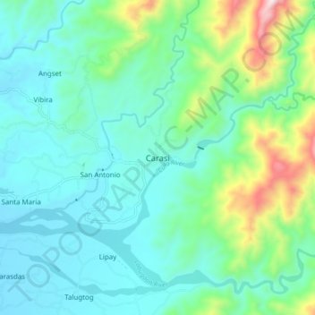 Mapa topográfico Carasi, altitude, relevo
