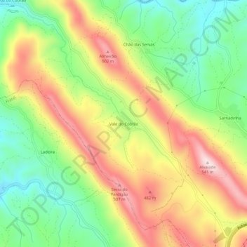 Mapa topográfico Vale do Cobrão, altitude, relevo