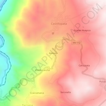 Mapa topográfico Ambato, altitude, relevo