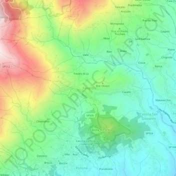Mapa topográfico Favaro, altitude, relevo