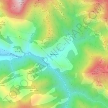Mapa topográfico Pendones, altitude, relevo