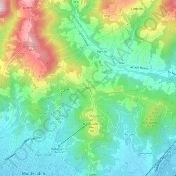 Mapa topográfico Vico, altitude, relevo