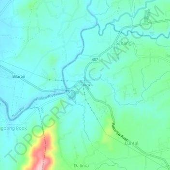 Mapa topográfico Palico, altitude, relevo