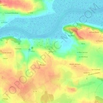 Mapa topográfico Bringuin, altitude, relevo
