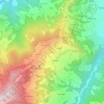 Mapa topográfico Casola, altitude, relevo