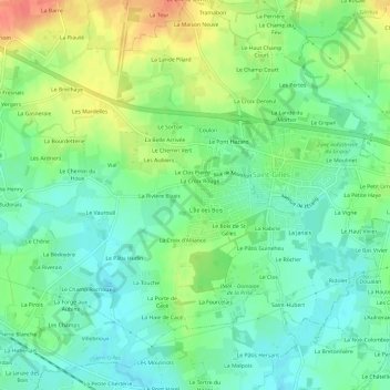 Mapa topográfico Le Puits Gaillard, altitude, relevo