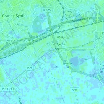 Mapa topográfico Cruputte Houck, altitude, relevo