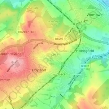 Mapa topográfico Jump, altitude, relevo