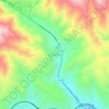 Mapa topográfico Los Castillas, altitude, relevo