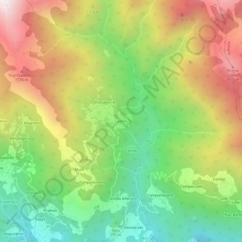 Mapa topográfico Laietto, altitude, relevo