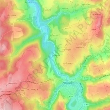 Mapa topográfico Le Got Barbat, altitude, relevo