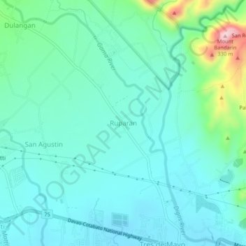 Mapa topográfico Ruparan, altitude, relevo
