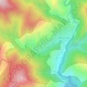 Mapa topográfico Canabieras, altitude, relevo